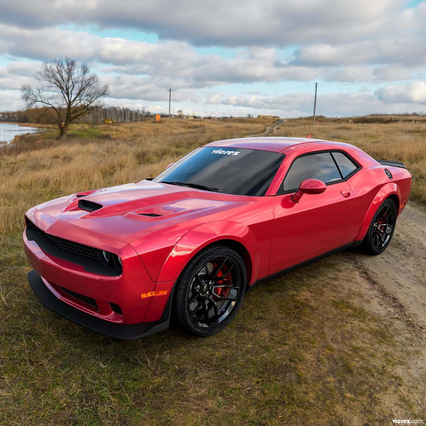 Audiozone  Hood W/ Air Vent Scoop Hellcat Style az102128 | Dodge Challenger 2008-2023